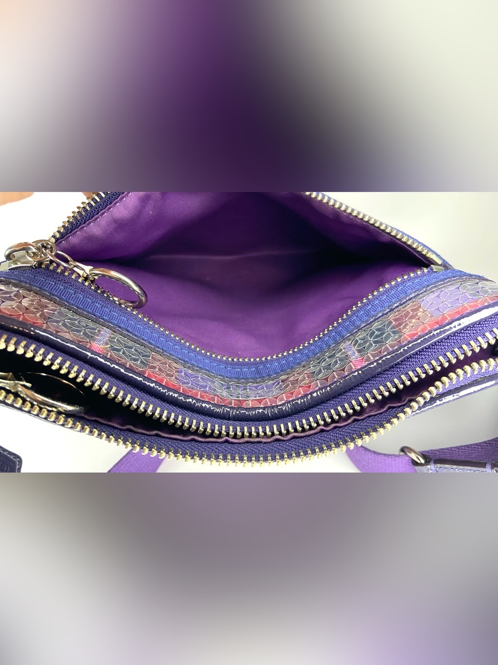 COACH POPPY Y2K EUC small  Purple Sequin Crossbody Plaid Accent bag - Picture 15 of 15